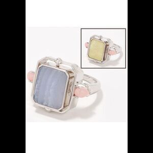 Generation Gems Reversible Gemstone Ring Sterling Silver Blue Agate